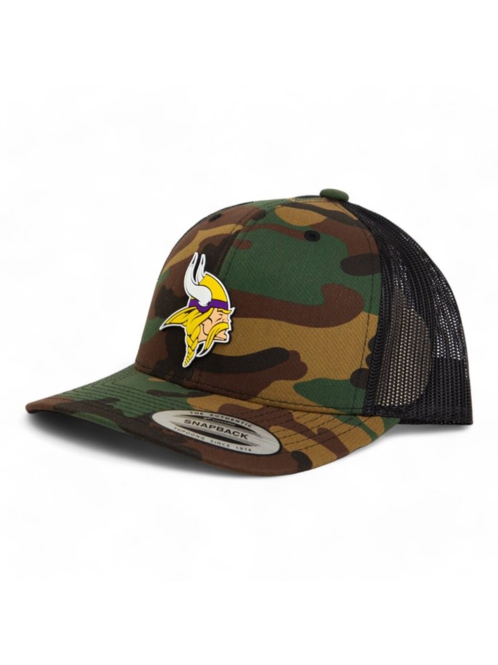 Minnesota Vikings 3D YP Snapback Trucker Hat- Green Camo/ Black